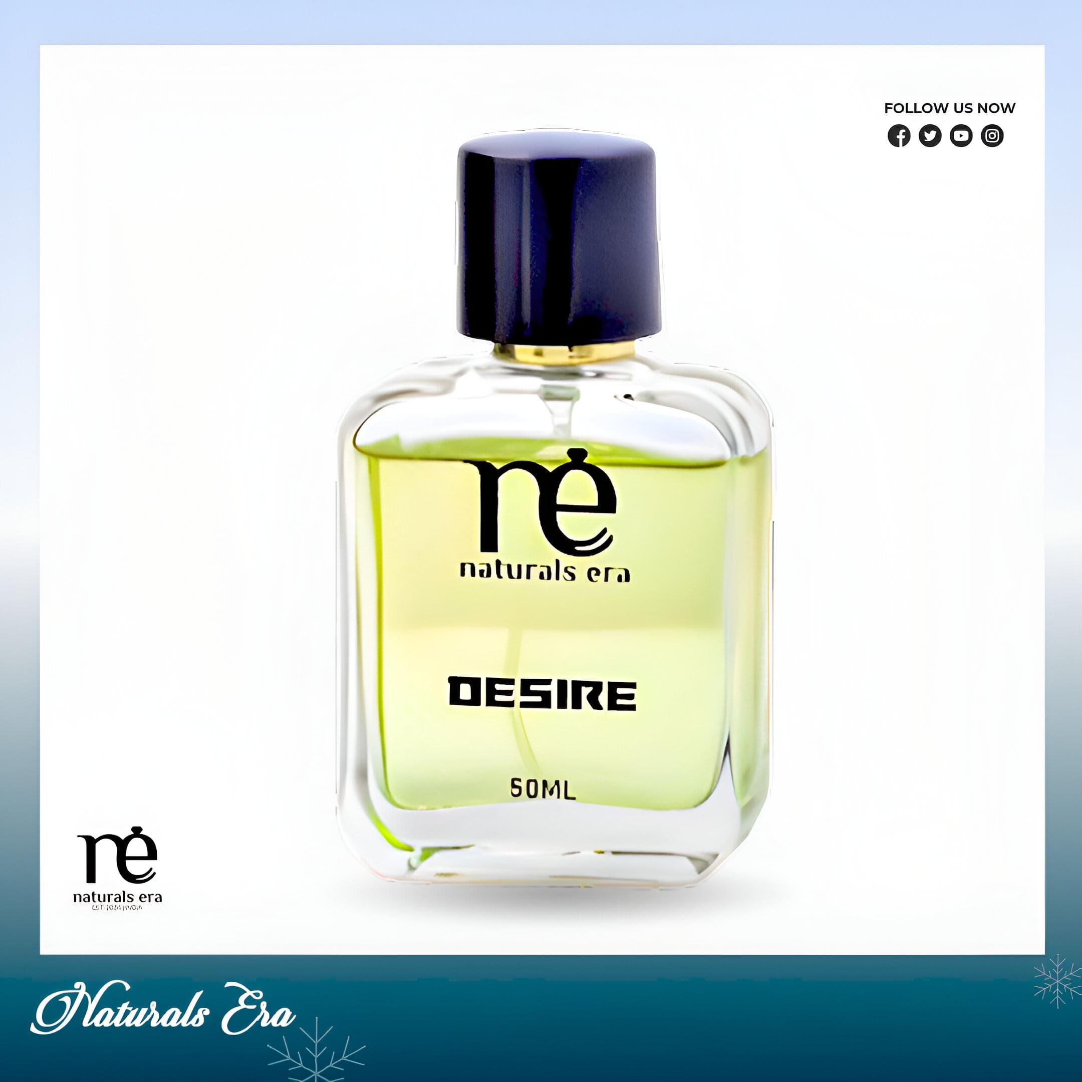Naturlas Era Desire Eau de Parfum - 50ml Unisex Fragrance with Iris, Vanilla, Oud, and Amber in a sleek travel-friendly bottle.